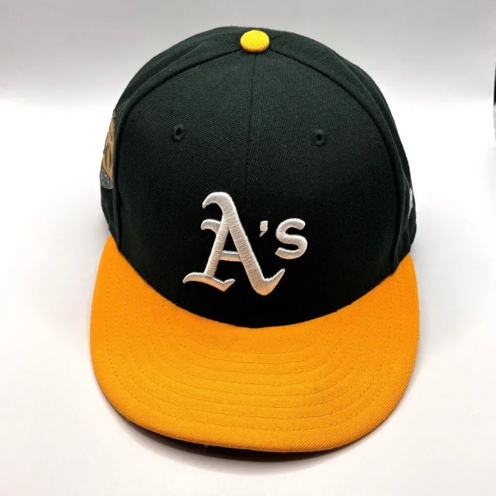 Oakland Athletics New Era On Field Hat Cap 2018 50 Years A's Patch Fitted 7 1/2